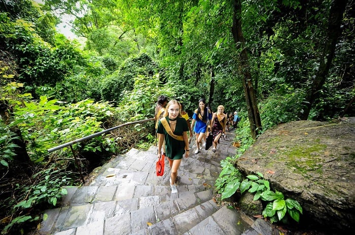 500 stone steps leading to the entrance of Paradise Cave in Quang Binh.